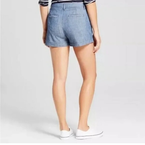 A New Day Chambray Blue Women's Shorts Size 2 Cotton Chino - Picture 3 of 13